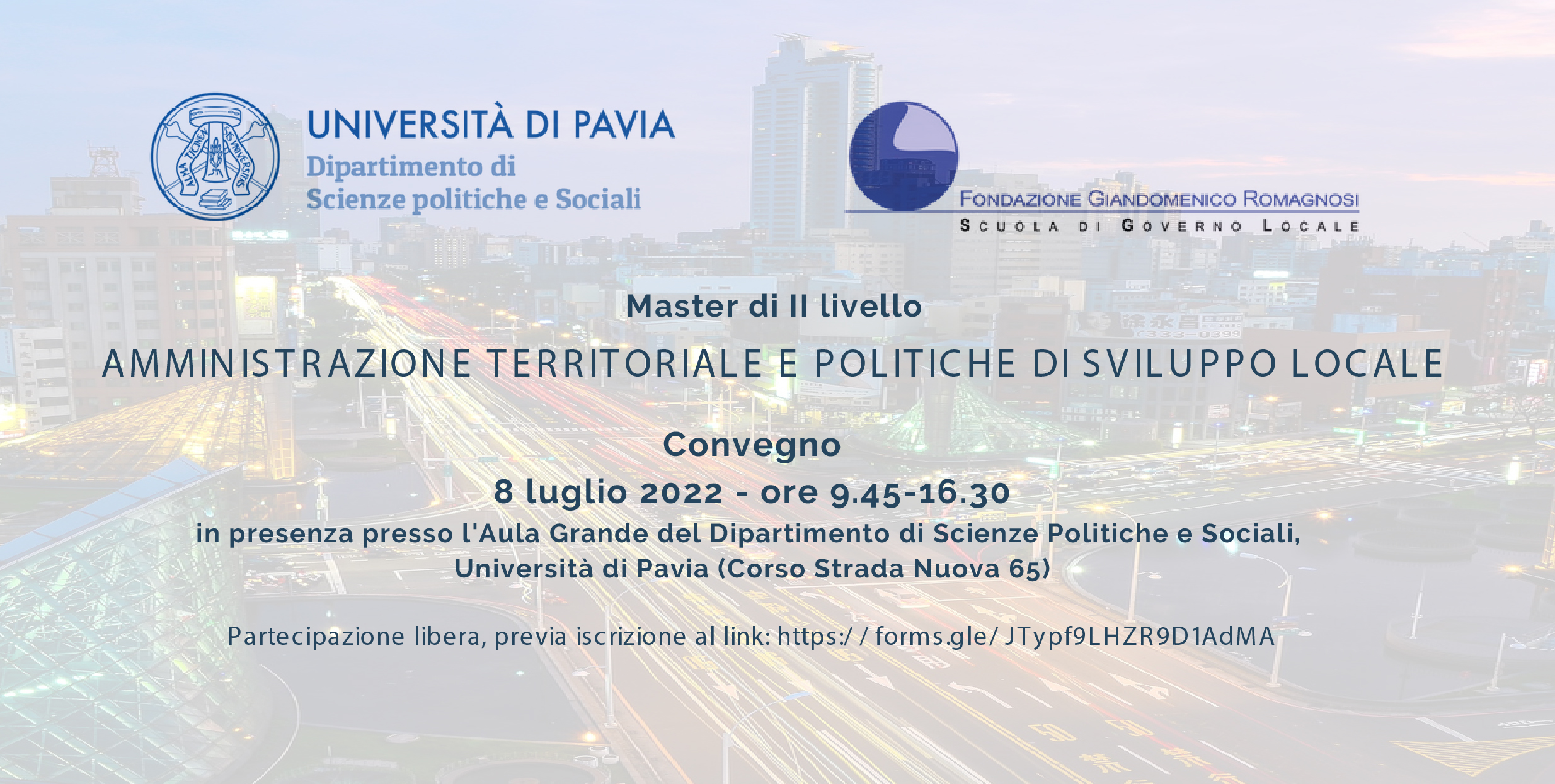 Convegno Master di II livello in Amministrazione territoriale e politiche di sviluppo locale – venerdì 8 luglio 2022