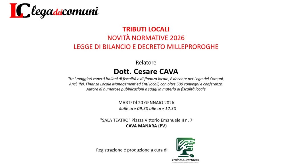 Tributi locali - Novità normative 2026 - Legge di bilancio e decreto milleproroghe